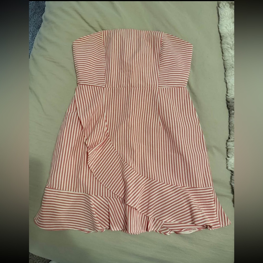 Superdown Pink and White Striped Dress